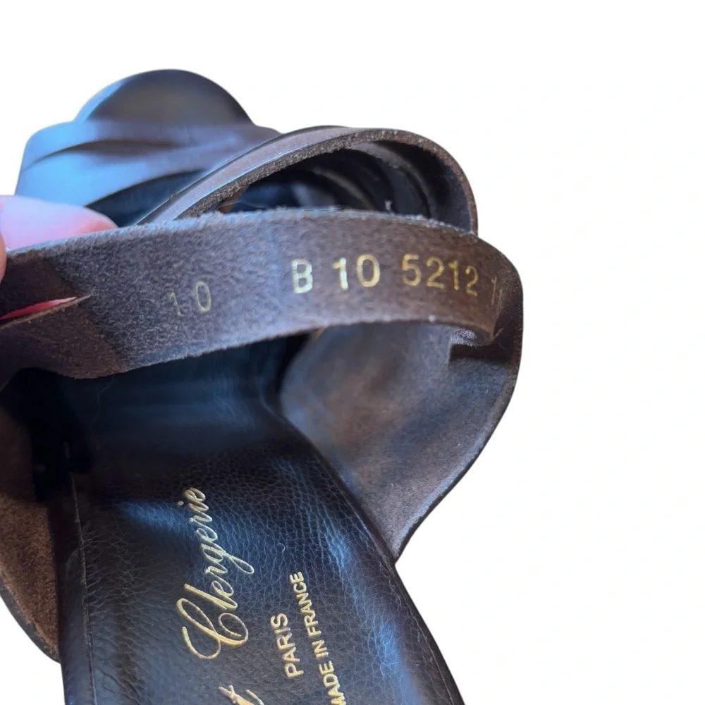 Robert Clergerie Barneys New York Dixo Platform Wedge Sandal Brown Leather 10